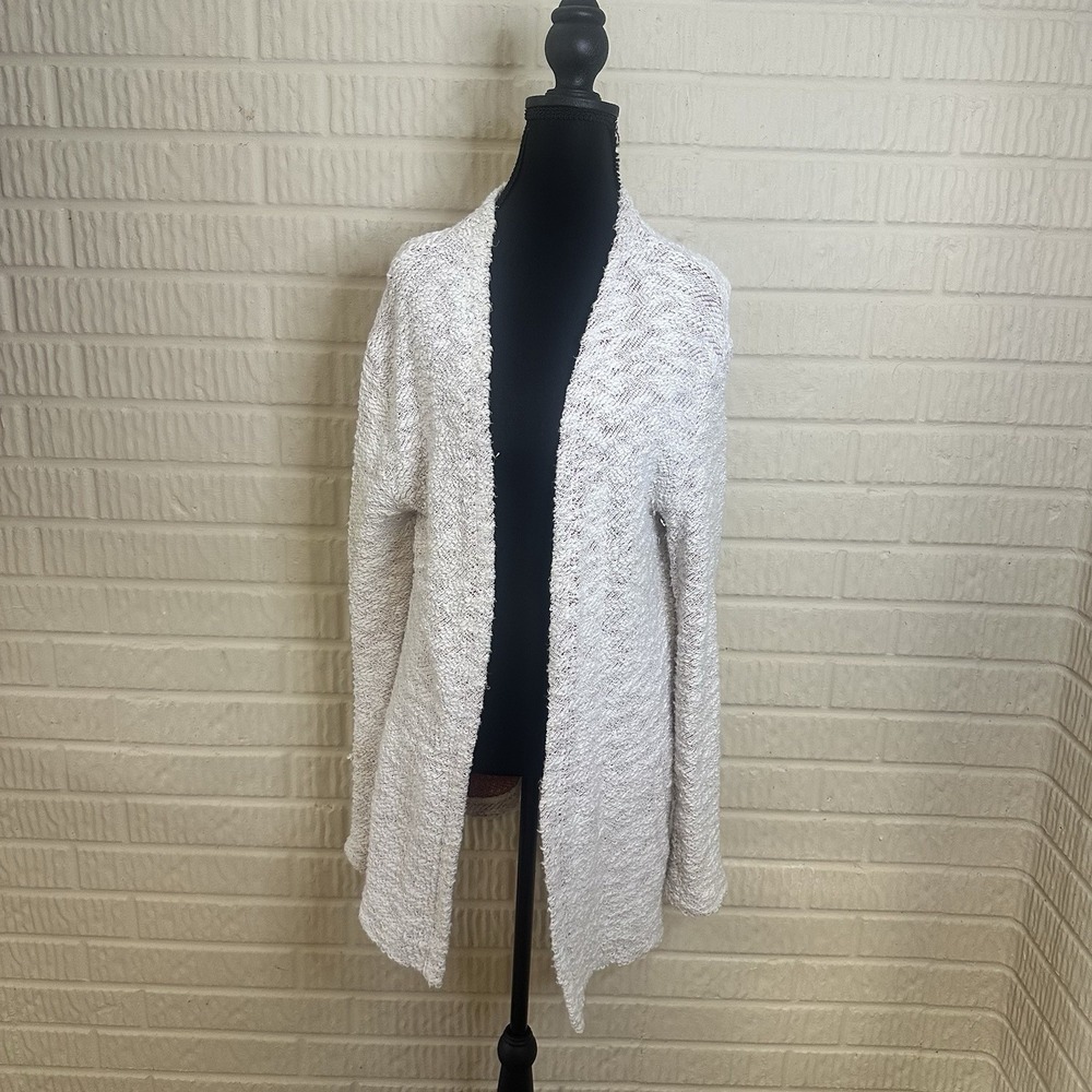 Faherty Cardigan Sweater Womens Sz XS Cream Cotton Open Front Pockets Tight Knit - Picture 1 of 7